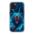 Полупрозрачный дизайнерский пластиковый чехол для Iphone 15 Медведь
