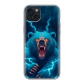 Полупрозрачный дизайнерский пластиковый чехол для Iphone 15 Plus Медведь