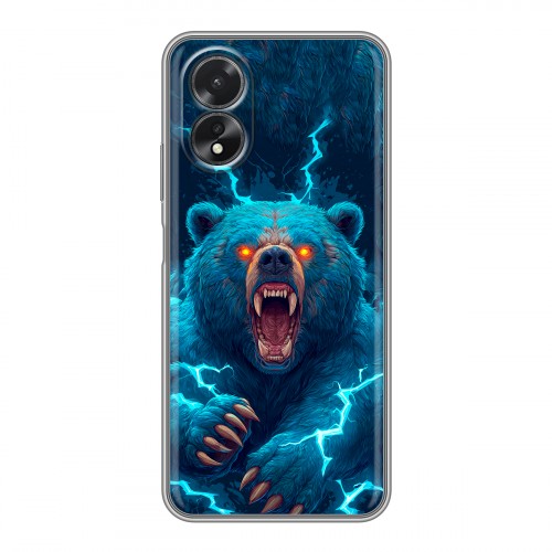 Полупрозрачный дизайнерский пластиковый чехол для OPPO A38 4G Медведь
