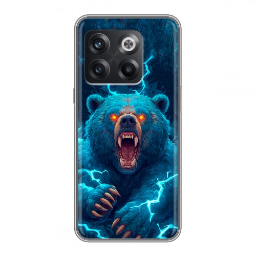 Полупрозрачный дизайнерский пластиковый чехол для OnePlus 10T Медведь
