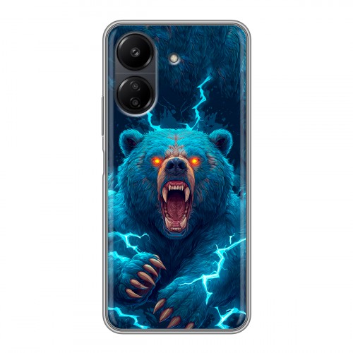 Полупрозрачный дизайнерский пластиковый чехол для Xiaomi Poco C65 Медведь