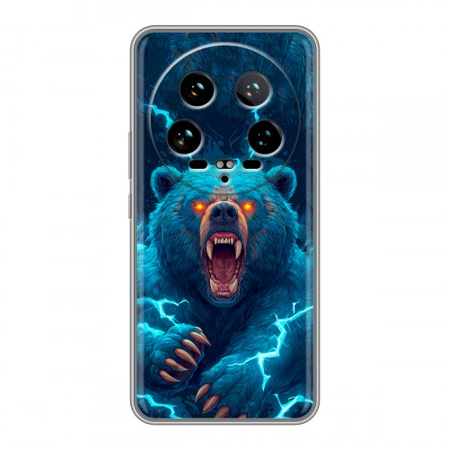 Полупрозрачный дизайнерский пластиковый чехол для Xiaomi 14 Ultra Медведь