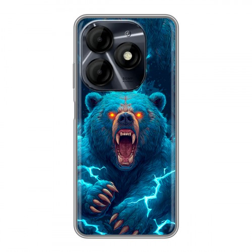 Полупрозрачный дизайнерский пластиковый чехол для Itel P55 4G Медведь