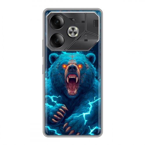 Полупрозрачный дизайнерский пластиковый чехол для Tecno Pova 6 Медведь