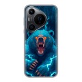 Полупрозрачный дизайнерский пластиковый чехол для Huawei Pura 70 Pro Медведь