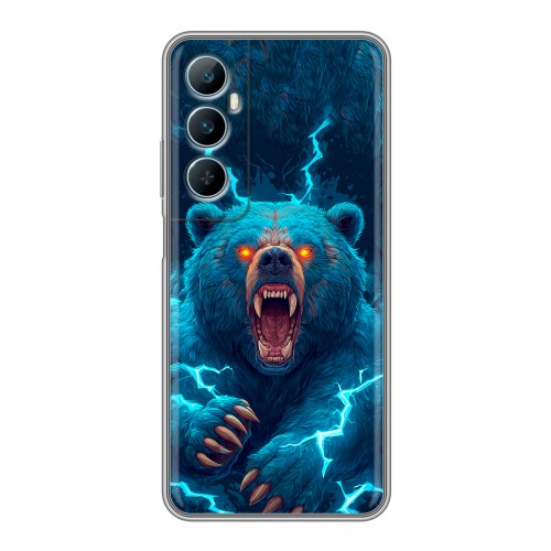 Полупрозрачный дизайнерский пластиковый чехол для Realme C65 Медведь