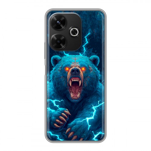Полупрозрачный дизайнерский пластиковый чехол для RedMi 13 4G Медведь