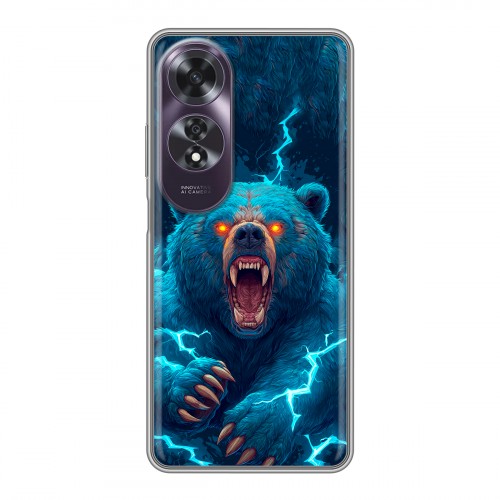 Полупрозрачный дизайнерский пластиковый чехол для OPPO A60 Медведь