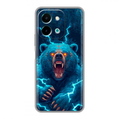Полупрозрачный дизайнерский пластиковый чехол для Vivo Y28 Медведь