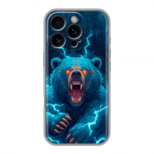 Полупрозрачный дизайнерский пластиковый чехол для Iphone 16 Pro Медведь