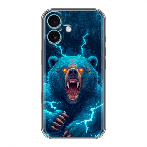 Полупрозрачный дизайнерский пластиковый чехол для Iphone 16 Plus Медведь