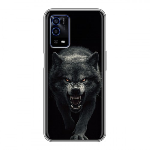 Полупрозрачный дизайнерский силиконовый с усиленными углами чехол для OPPO A55 Волк