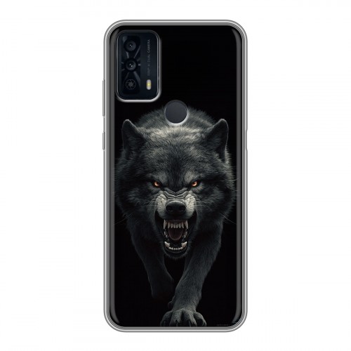 Полупрозрачный дизайнерский пластиковый чехол для TCL 20B Волк