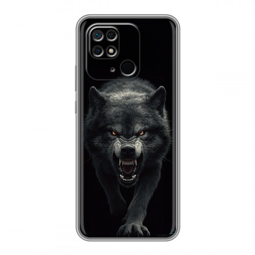 Полупрозрачный дизайнерский пластиковый чехол для Xiaomi Redmi 10C Волк