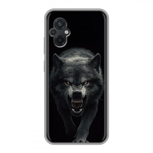 Полупрозрачный дизайнерский силиконовый чехол для Xiaomi Poco M5 Волк