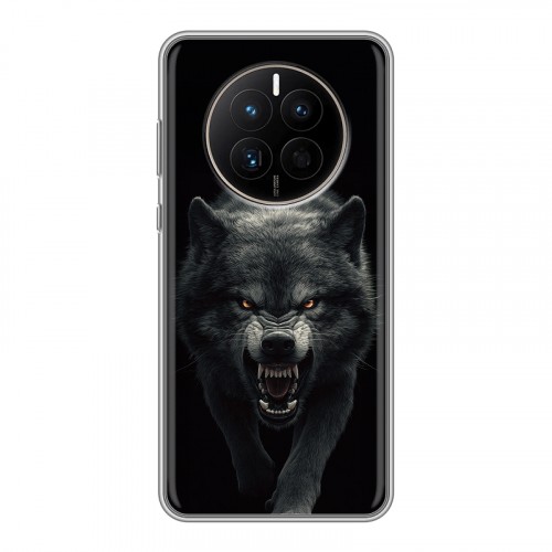 Полупрозрачный дизайнерский силиконовый с усиленными углами чехол для Huawei Mate 50 Волк
