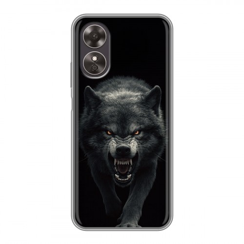 Полупрозрачный дизайнерский пластиковый чехол для OPPO A17 Волк