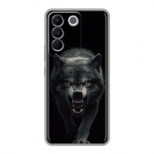 Полупрозрачный дизайнерский силиконовый чехол для Vivo V27e Волк