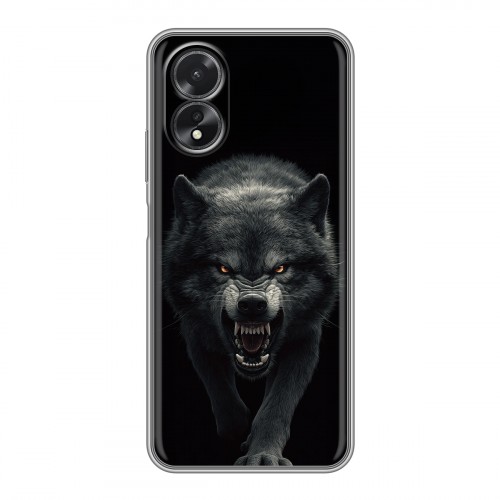 Полупрозрачный дизайнерский пластиковый чехол для OPPO A38 4G Волк