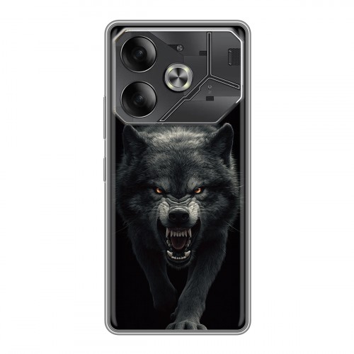 Полупрозрачный дизайнерский пластиковый чехол для Tecno Pova 6 Волк