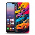 Полупрозрачный дизайнерский силиконовый с усиленными углами чехол для Huawei P20 Pro Тачки