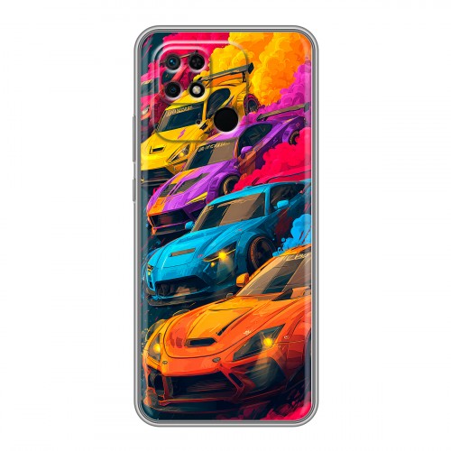 Полупрозрачный дизайнерский пластиковый чехол для Xiaomi Redmi 10C Тачки