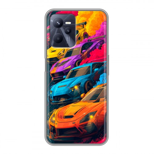 Полупрозрачный дизайнерский силиконовый чехол для Realme C35 Тачки