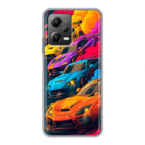 Полупрозрачный дизайнерский силиконовый чехол для Xiaomi Poco X5 Тачки