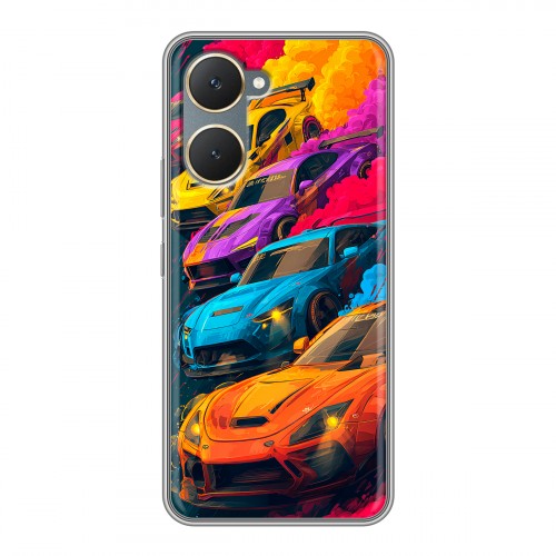 Полупрозрачный дизайнерский пластиковый чехол для Vivo Y03 Тачки