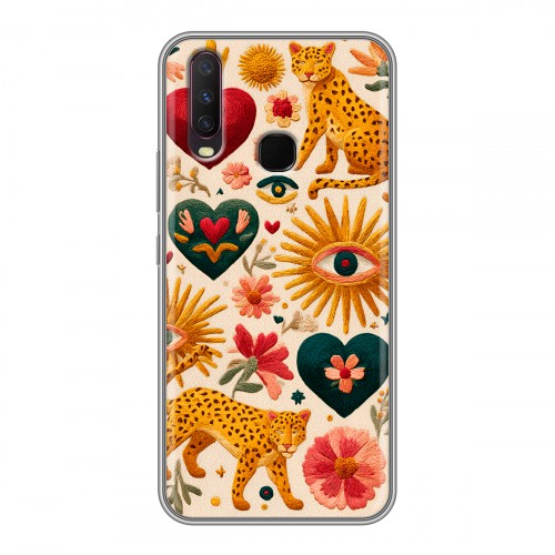 Полупрозрачный дизайнерский силиконовый чехол для Vivo Y17 Модный принт