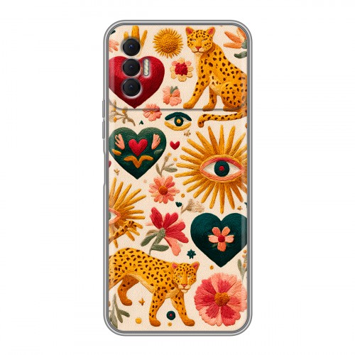 Полупрозрачный дизайнерский силиконовый чехол для Tecno Spark 8P Модный принт