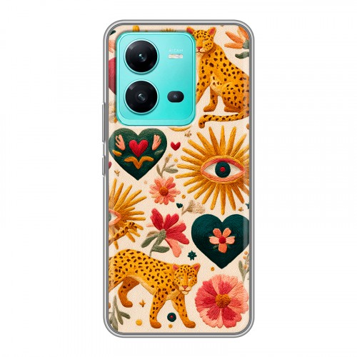 Полупрозрачный дизайнерский пластиковый чехол для Vivo V25 Модный принт