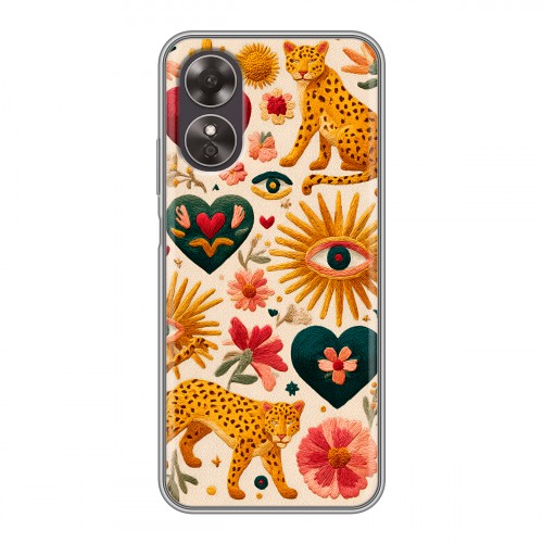 Полупрозрачный дизайнерский пластиковый чехол для OPPO A17 Модный принт