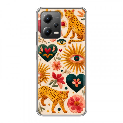 Полупрозрачный дизайнерский силиконовый чехол для Xiaomi Poco X5 Модный принт