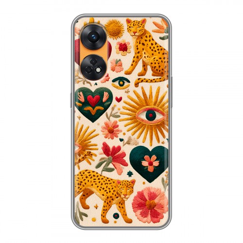 Полупрозрачный дизайнерский пластиковый чехол для OPPO Reno8 T Модный принт