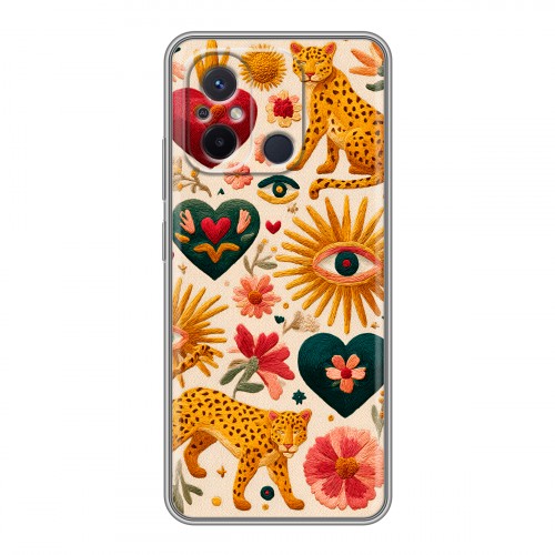 Полупрозрачный дизайнерский пластиковый чехол для Xiaomi RedMi 12C Модный принт