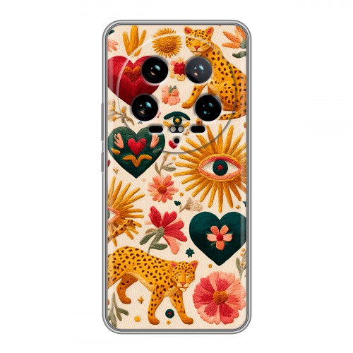 Полупрозрачный дизайнерский пластиковый чехол для Xiaomi 14 Ultra Модный принт