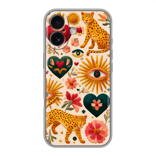 Полупрозрачный дизайнерский пластиковый чехол для Iphone 16 Модный принт