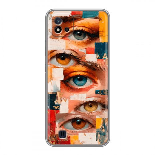 Полупрозрачный дизайнерский силиконовый чехол для Realme C20 Модный принт
