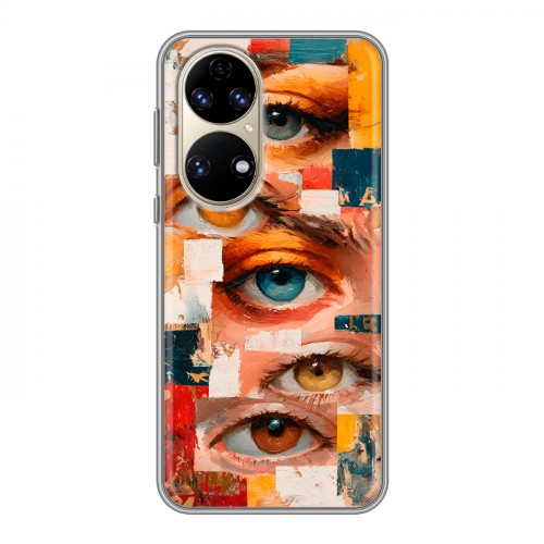 Полупрозрачный дизайнерский силиконовый чехол для Huawei P50 Pro Модный принт