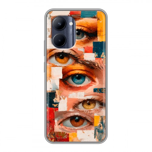 Полупрозрачный дизайнерский силиконовый чехол для Realme C33 Модный принт