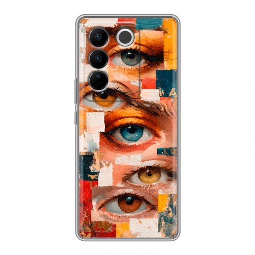 Полупрозрачный дизайнерский силиконовый чехол для Vivo V27 Модный принт