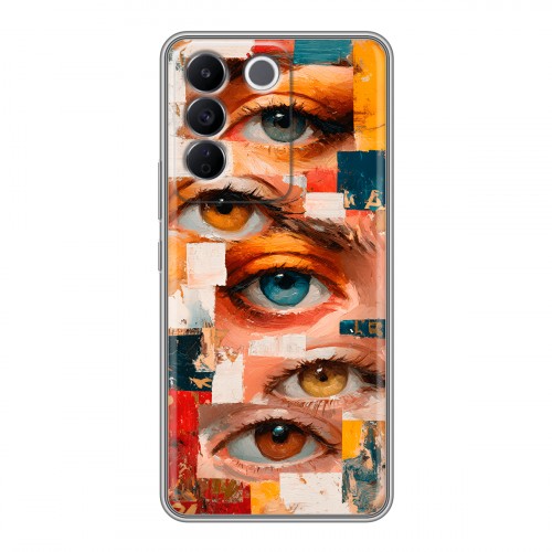 Полупрозрачный дизайнерский силиконовый чехол для Vivo V27e Модный принт