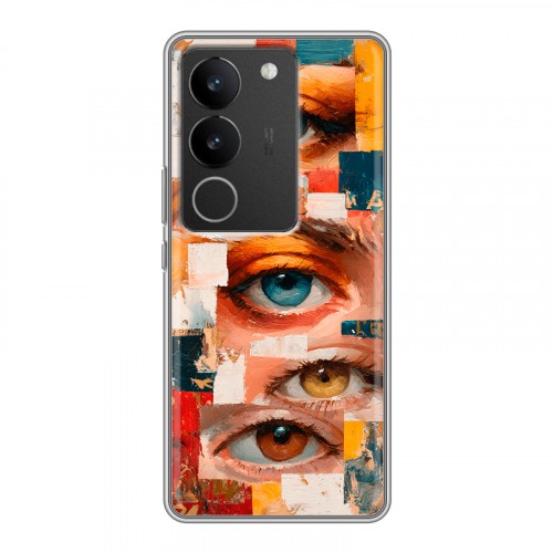 Полупрозрачный дизайнерский силиконовый с усиленными углами чехол для Vivo V29 Модный принт