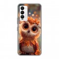 Полупрозрачный дизайнерский силиконовый с усиленными углами чехол для Tecno Camon 18 Милая сова