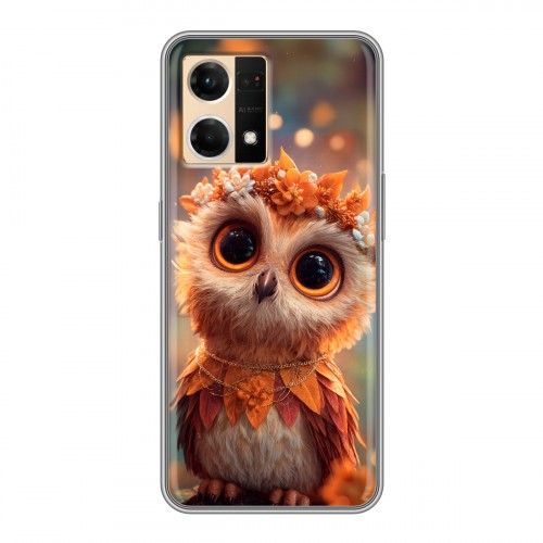 Полупрозрачный дизайнерский силиконовый чехол для OPPO Reno7 Милая сова