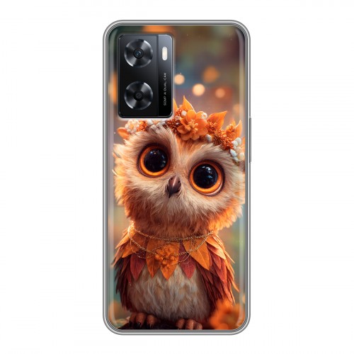 Полупрозрачный дизайнерский пластиковый чехол для OPPO A57s Милая сова