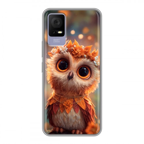 Полупрозрачный дизайнерский пластиковый чехол для TCL 405 Милая сова
