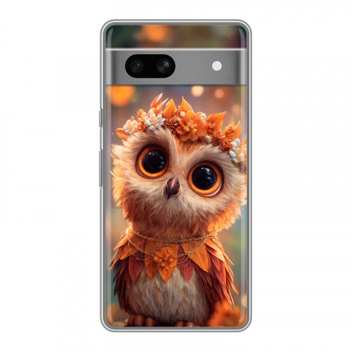 Полупрозрачный дизайнерский пластиковый чехол для Google Pixel 7A Милая сова