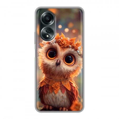 Полупрозрачный дизайнерский пластиковый чехол для OPPO A58 4G Милая сова